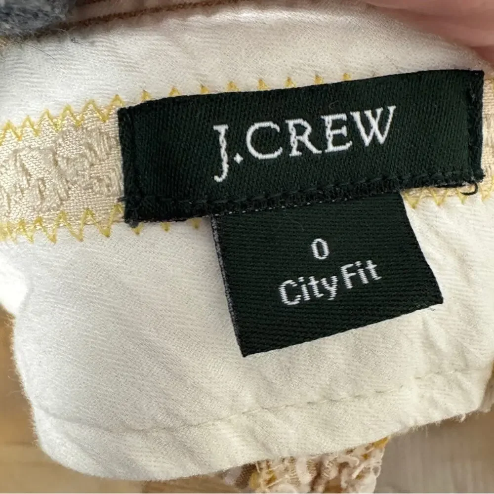 J Crew Tan White Stripe Seersucker Cropped Trouser Pants Womens 0 Beach Nautical